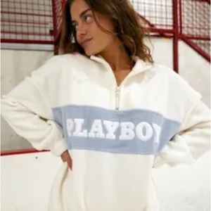 Playboy half zip blue and white